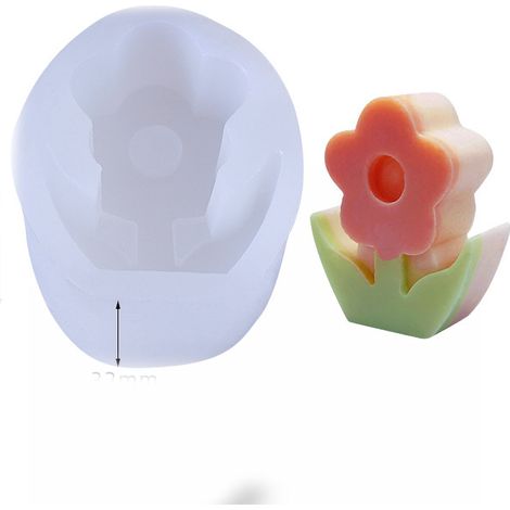 Handmade 3D Silicone Flower Mold Environmentally Friendly Flower Shaped Silicone Mold for DIY Crafts 58x69x32mm (1/5)