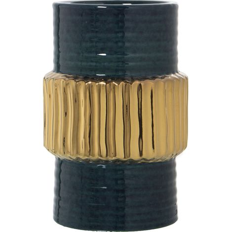 Dunkelgrün/Gold Keramikvase 15x23cmpour Alle Stile, um zu Hause eine Note zu verleihen (1/5)