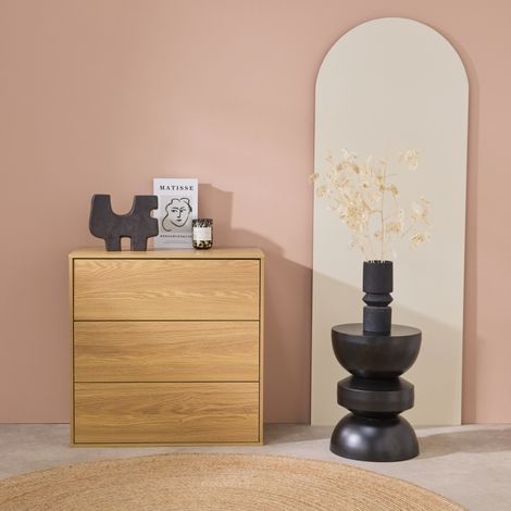 sweeek - Commode. module de rangement décor bois chêne 3 tiroirs - Kompo