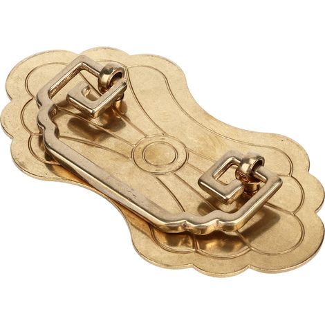 Poignée de tiroir ancienne 12,8 x 7 cm, « Fleurs de richesse », style rétro, style chinois, en laiton, poignée de tiroir vintage, avec 2 vis, pour étagères, en laiton (1/5)