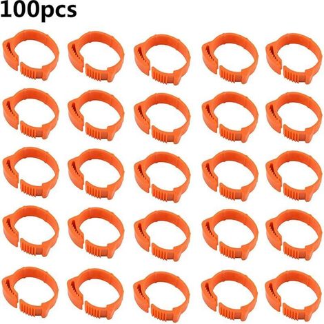100 Stück Vogelbeinringe, Hühnerbeinringe, nummerierte Vogelbeinringe 001-100, verstellbare Hühnerbeinringe zur Vogelkennzeichnung, Huhn, Ente, Geflügel (Orange, für den Innenbereich)