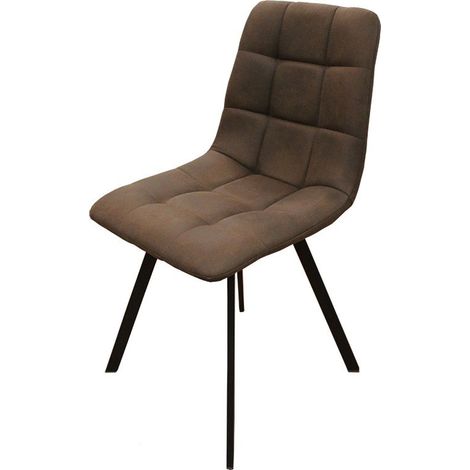 Chaise en simili marron pieds métal noir (1/2)