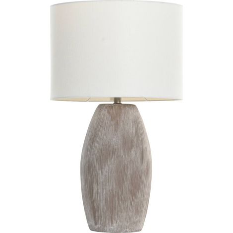 Lampe de table en céramique effet gratté beige coton urban - Beige gratté et blanc coton (1/4)
