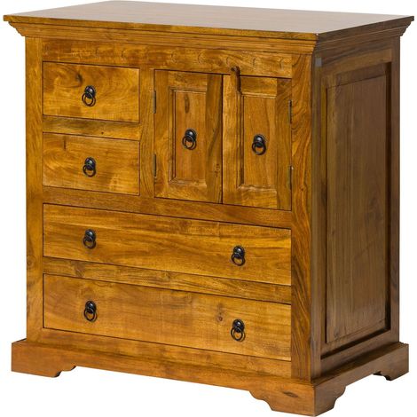 Cassettiera Acacia marrone chiaro Laccato 87x50x87 cm (BxTxH) montato OXFORD 0446 (1/4)