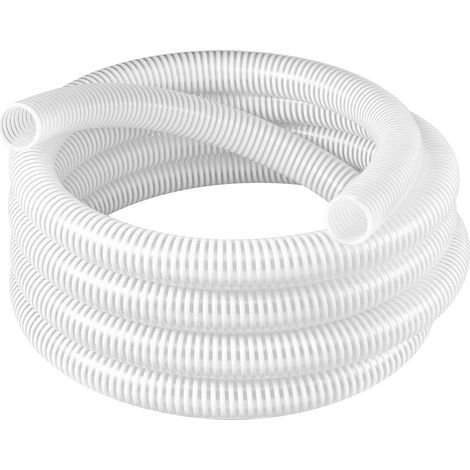 Mophorn Tuyau d'aspiration 2" x 7,6 m en PVC robuste, adapté pompes de piscine, pompes à déchets et transfert d'eau, résistant à la pression et anti-éclatement, livré avec colliers de serrage, blanc (1/5)