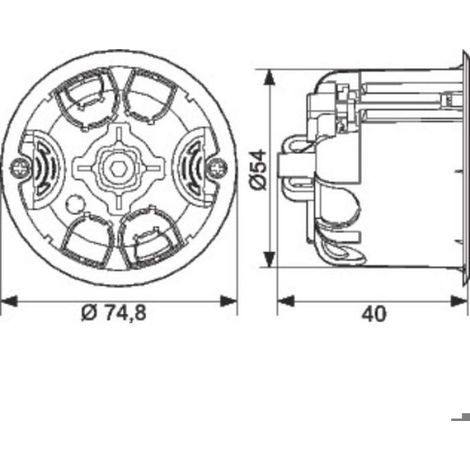 BATIBOX Trockenbau-Lichtdose für Wandleuchten mit automatischen Klemmen, 40 mm tief - - 089304 (1/5)
