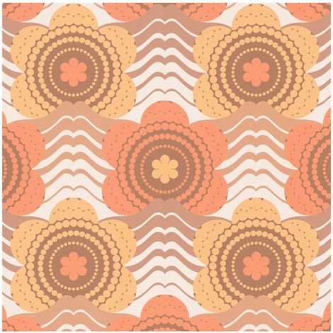 Retro wallpaper wall Profhome 395393 hot embossed non-woven wallpaper slightly textured with floral pattern matt brown orange red beige ochre yellow 4,5 m2 (1/5)