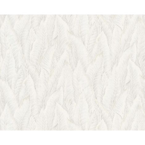 Präge Tapete EDEM 420ST20 heißgeprägte Vliestapete leicht strukturiert mit floralen Ornamenten glitzernd weiß creme-weiß silber 10,65 m2