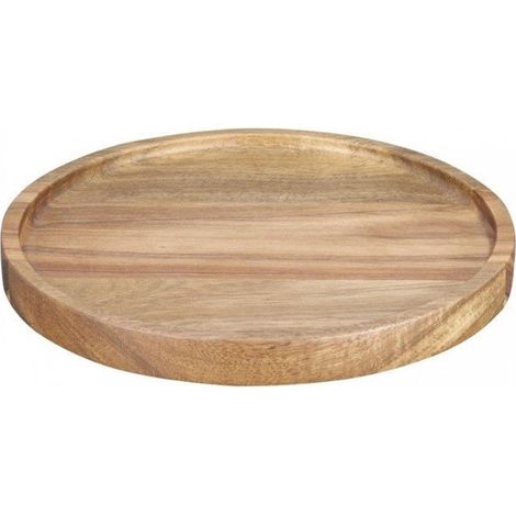Assiette ronde rustique (H)20 x (Ø)200 mm, en bois d'acacia