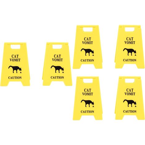 Panneaux d'avertissement de vomissement de chat en plastique, multifonctionnel, évident et drôle, panneau d'avertissement de vomissement de chat pour intérieur jaune 6 pièces (1/5)