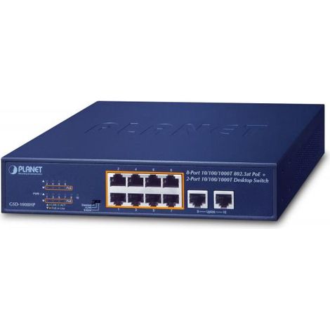 Switch 4 Power 8 porte Ethernet PoE 8-Porte 10/100/1000-T GSD-1008HP (1/4)