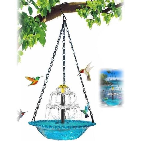 Fontaine cascade suspendue à énergie solaire pour oiseaux, résistante au vent et aux intempéries, facile d'entretien, avec (1/5)