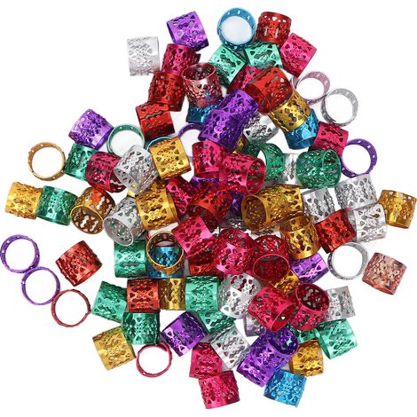 100 perles en aluminium colorées pour tresses dreadlocks, accessoires de coiffure tendance (1/5)