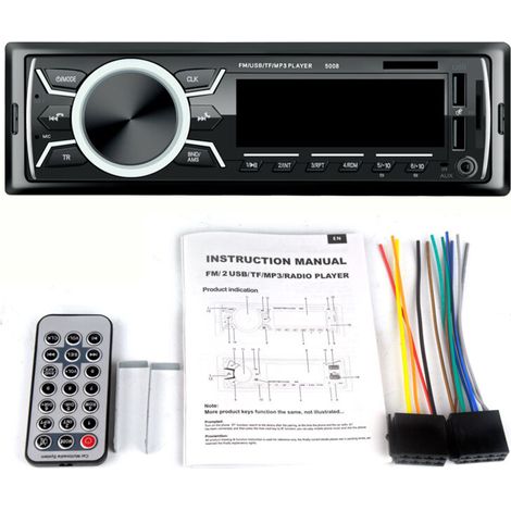 Autoradio Bluetooth Poste Radio Voiture,1Din Radio de Voiture, 4x60W Auto Radio 7Couls FM Stéréo Radio USB/SD/AUX/EQ/Lect MP3 autoradio Pioneer (1/5)