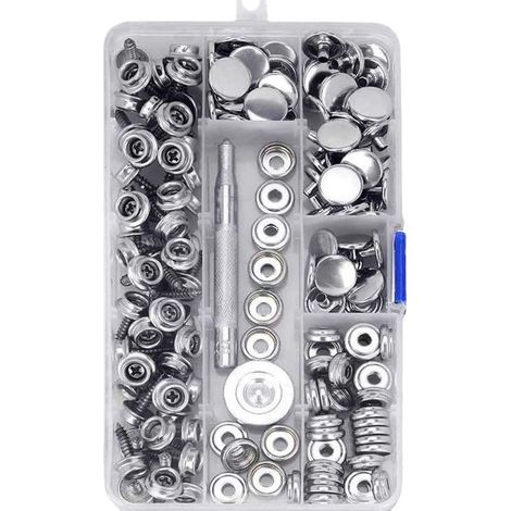 Vis en acier inoxydable de 15 mm, crochet blanc grand, fixation pour bâche, vis de crochets pour bateau à moteur, avec outil d'installation