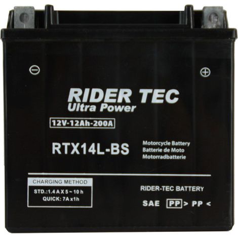 Batterie Moto Rtx14l-bs Sans Entretien 12v 12ah 200a Rider-tec (1/2)