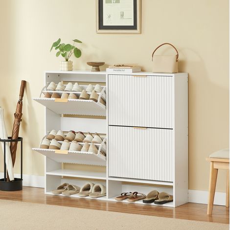 MEUBLIV Schuhschrank 120x24x102 cm Weiß – verstellbare Einlegeböden und Kippschutz (1/5)