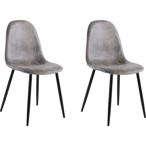 Lot de 2 chaises de salle à manger en microfibre gris