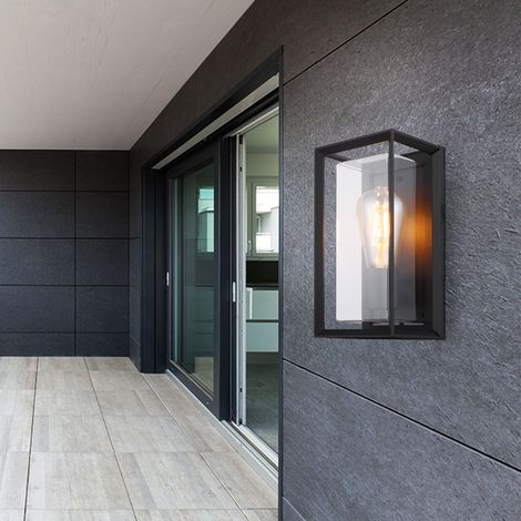 Lampada da parete per esterni Lampada da parete per giardino Luce da esterno Luce da parete casa garage, IP44 nero, 1x attacco E27, HxL 24,8x13 cm