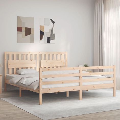 Bed Frame without Mattress Super King Size Solid Wood vidaXL (1/5)