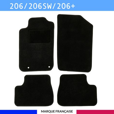 Tapis de voiture sur mesure pour Peugeot 206/206 SW/206+ (1998-2013) – 4 pièces – Système antidérapant AUTOGRIP® – Clips de fixation d'origine