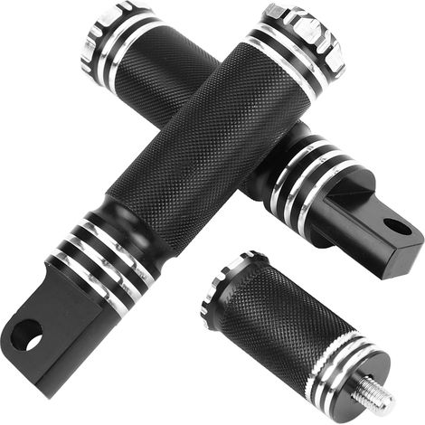 Paar CNC-gefräste Motorradfußrasten (vorne und hinten), Schalthebel und schwarze Fußrasten (1/5)