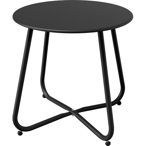 Tavolino da caffè da interno-esterno, rotondo, metallo, 45 x 45 x 40 cm, nero (1/5)