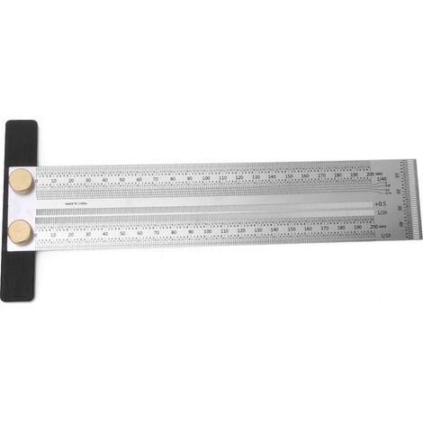 Ej.Life Scriber Lineal Edelstahl T Typ Lochlehre Lineal für Tischlermessung Beschriftung(200mm) (1/4)