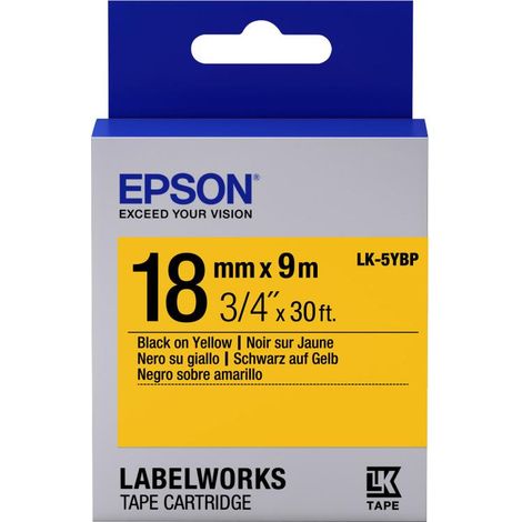 Epson Nastro fondo Pastello Giallo per testo Nero 18/9 LK-5YBP (1/3)