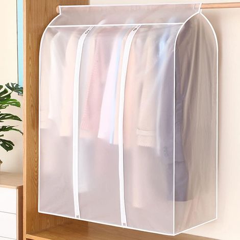 Housse de rangement pour vêtements 50'', housse de penderie transparente givrée, grande housse anti-poussière avec fermeture éclair, protection pour chemises, manteaux, robes, costumes, idéale pour pl (1/5)