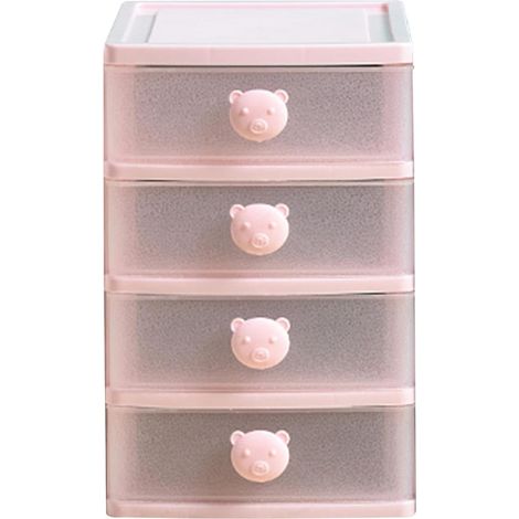 de rangement de bureau avec tiroirs amovibles 4 niveaux rose