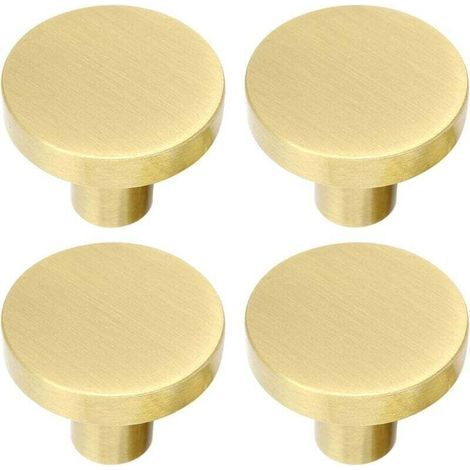Runder Möbelgriff aus gebürstetem Messing, Schubladengriff, goldener Schminktischgriff, Schubladengriff mit Schraube für Schrank, Kommode, Schublade, Sideboard, 32 mm x 25 mm (1/4)