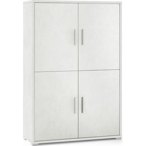 Aparador con cuatro puertas y cuatro baldas de madera Blanco Óxido 108x41x h161 cm