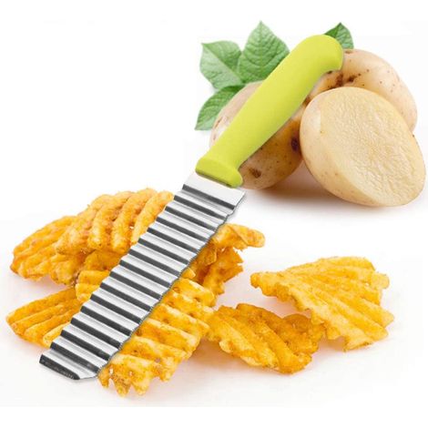 Pomme de Terre Coupé en Acier Inoxydable, Multifonction Couteau Ondulé Coupe-Frites Trancheur, Crinkle Wavy Cutter Slicer, Ustensile Salade de Cuisine pour Légumes, Concombre, Fruits-Fei Yu (1/5)