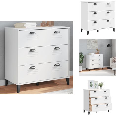 Commode VIKEN blanc bois d'ingénierie - Commodes Industrielles - Meuble Rangement - Commode Blanche - Meuble Design - Mobilier Salle De Séjour (1/5)