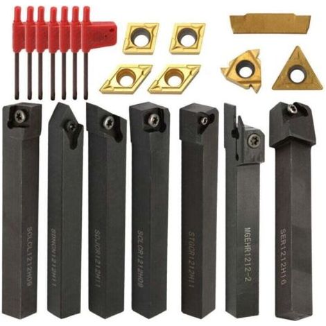 Porte-Outil De Tournage Tournage en Carbure 21Pcs 12mm en carbone avec clés pour Outil de Tour (1/5)