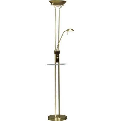 Lámpara de pie LED con USB Alari cuero (1/4)