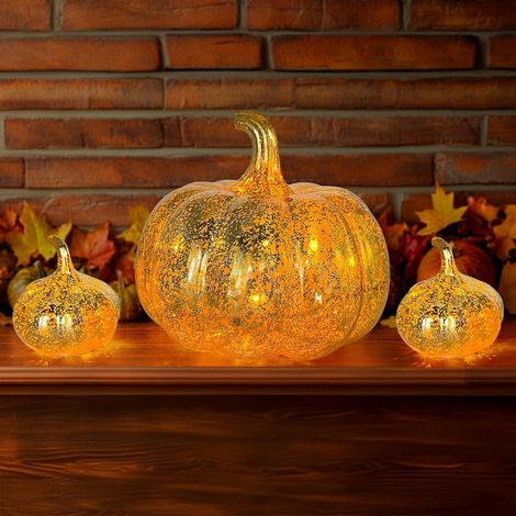 3 Pièces Citrouille Lumineuse Halloween Avec LED, Decoration Automne Interieur, Decoration Halloween Citrouille Exterieur Interieur, Lanterne Citrouille Pour La Deco De Table (1/5)
