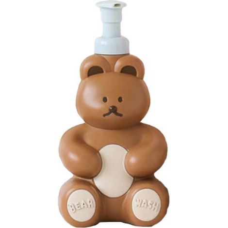 Flacon distributeur de savon moussant en forme d'ours mignon, grande capacité, pour nettoyant visage, gel douche et savon pour les mains, couleur chocolat. (1/5)