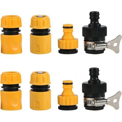 8 Pièces Raccord, Raccord rapide, Filetage 1/2 et 3/4, Robinet, Jardin, Maison (1/5)