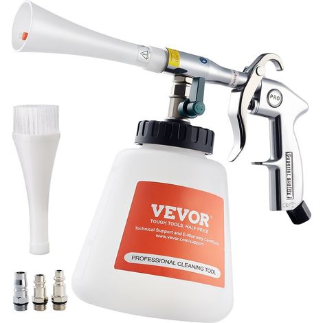 Pistolet Nettoyage Voiture à Air Haute Pression 6-9,2 bars 2 Buses, Réservoir 1 L, Tuyau Caoutchouc, pour Éliminer Saleté Poussière Surface, Fonctionne avec Compresseur d'Air 1/4 NPT Non Inclus (1/5)