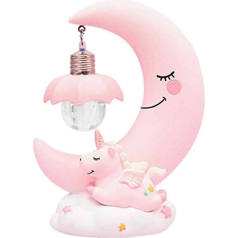 Veilleuse LED Lune Cartoon Résine Ornements de Lampe de Nursery pour Bébé Lampe de Chevet Cadeau Jouet pour Enfants (1/5)