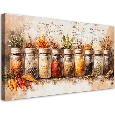 Tableau déco Herbes Épices Cuisine 100x50 (1/5)
