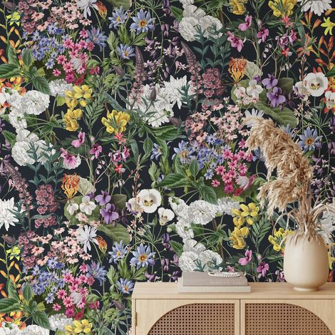 Carta da Parati Fiori Botanici in Fogli di Carta, 250x200cm (1/5)
