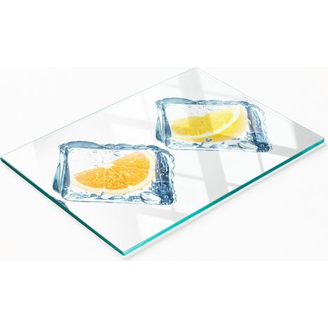 Tabla decorativa de cristal para cortar y servir cubos de fruta, 80x52 cm