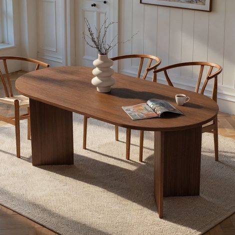Fester Tisch Monterano, 6 Plätze, Ovalform, Belastbar bis 70 kg, 180x89,5x75h cm Nussbaum braun (1/5)