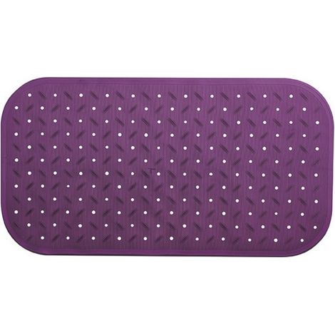 MSV – Tapis antidérapant pour baignoire 36x76cm – Caoutchouc violet – Trou de drainage pour évacuation facile – Ventouses pour maintien sécurisé (1/4)