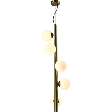 Chandelier chic en laiton antique et globe verre - laiton antique (1/4)