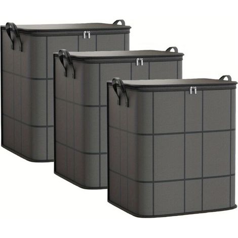Sac De Rangement - Pliable - Avec Fermeture Eclair Et Poignees Renforcees - Pour Vêtements Couvertures Jouets - Lot De 3 (1/4)