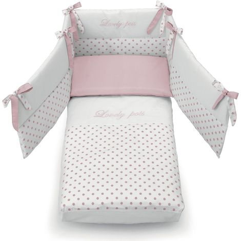 Set lettino Contact Azzurra Design Rosa chiaro set di lenzuola per neonati cotone made in Italy con federa (1/2)